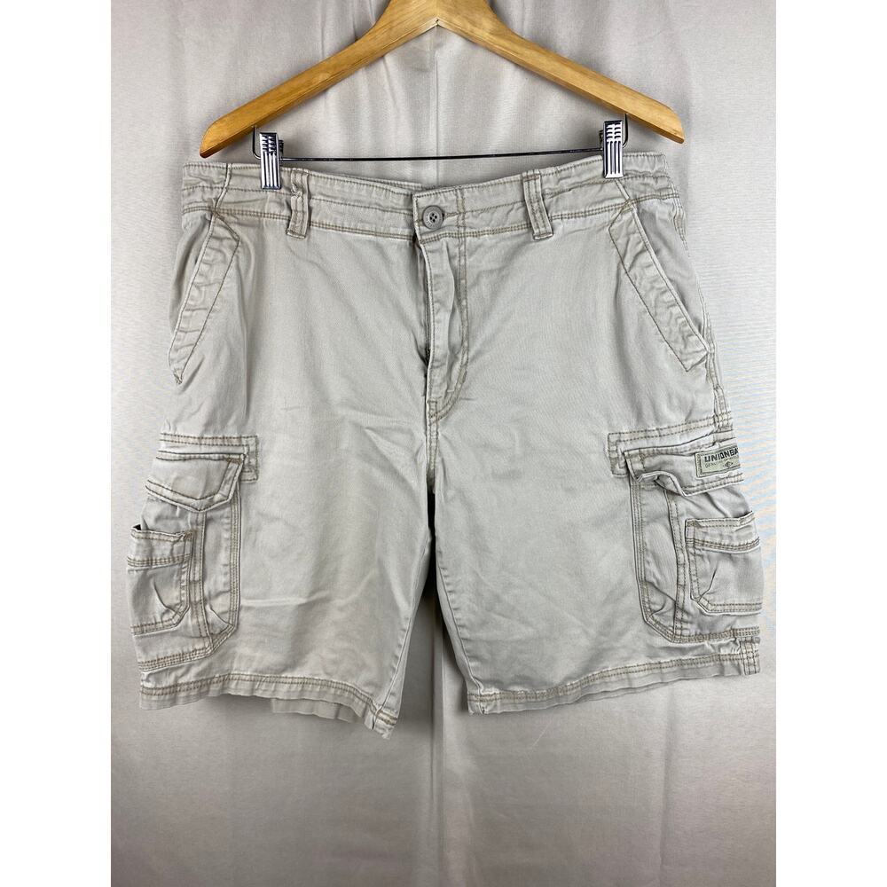 Mens Unionbay Cargo Shorts Sz 36 Khaki Utility Pockets Hiking Outdoors Casual